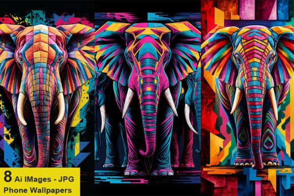 Vibrant Cubist Elephant Gráfico Generados por IA Por BreakingDots
