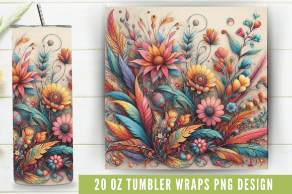 3d Boho Wild Flower 20 Oz Skinny Tumbler Graphic Illustrations By Craft Fair