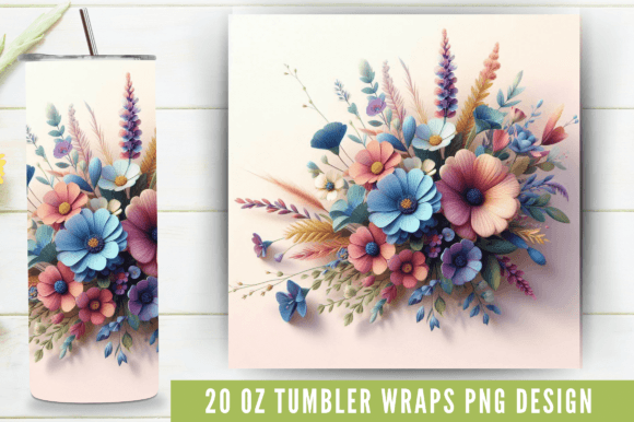 3d Boho Wild Flower 20 Oz Skinny Tumbler Gráfico Ilustraciones Imprimibles Por Craft Fair