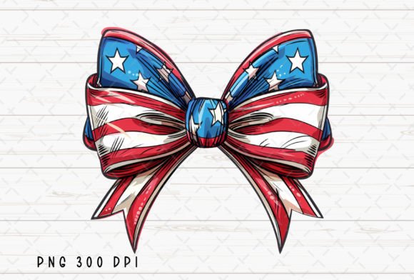 Coquette Bow USA Flag 4th of July PNG Graphic Illustrations By Flora Co Studio
