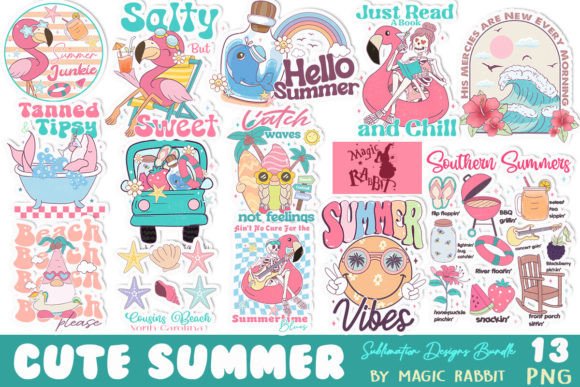 Cute Summer Sublimation PNG Bundle Graphic Illustrations By Magic Rabbit