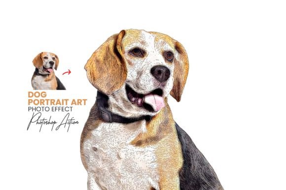Dog Portrait Art Photoshop Action Graphic Actions & Presets By mristudio