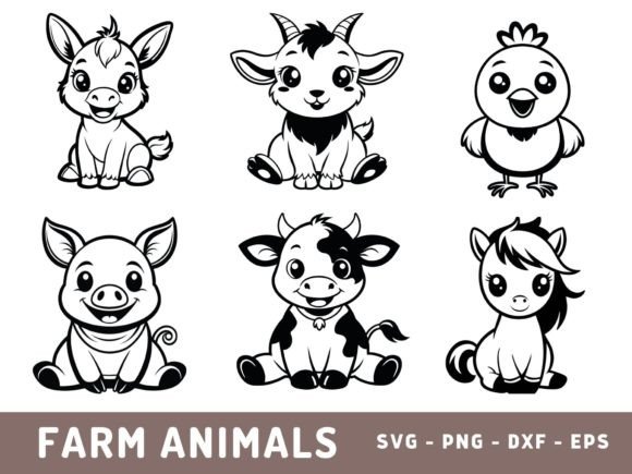 Farm Animals SVG Bundle, Cute Animals Graphic Illustrations By Lemon Chili
