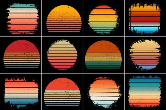 Grunge Sunset Retro Vintage Background Illustration Fonds d'Écran Par T-Shirt Design Bundle