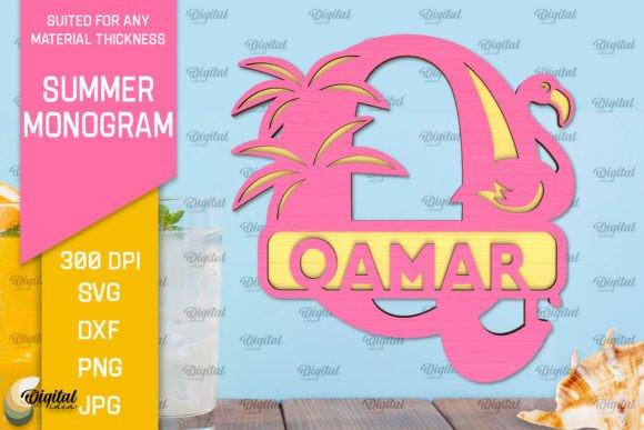 Letter Q Summer Monogram Laser Cut Graphic 3D SVG By Digital Idea