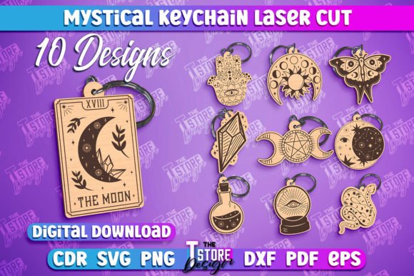 Mystical Keychain Laser Design Bundle Gráfico Manualidades Por The T Store Design