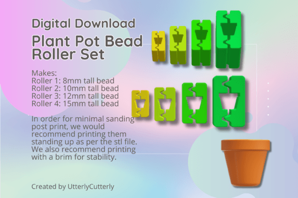 Plant Pot Shape Polymer Clay Bead Roller Graphic 3D Print STL By UtterlyCutterly