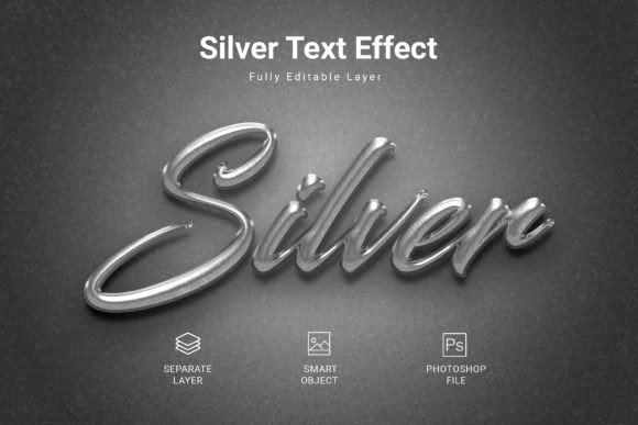Silver Psd Text Style Effect Mockup Gráfico Estilos de capas Por zahidhossainalif01