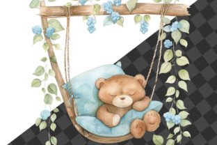 Sleepy Animals, Blue Teddy Bear Clipart, Graphic Illustrations By UsisArt 7