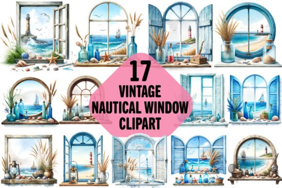 Vintage Nautical Window Sublimation PNG Graphic Illustrations By shipna2005