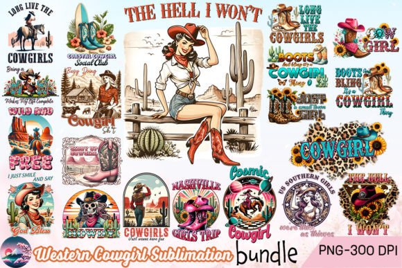 Western Cowgirl Sublimation Bundle Gráfico Manualidades Por Cherry Blossom