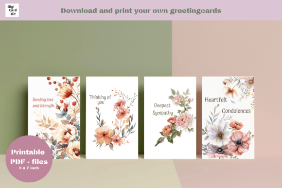 4 Sympathy Cards - Greeting Cards Graphic AI Graphics By DigiCardKit