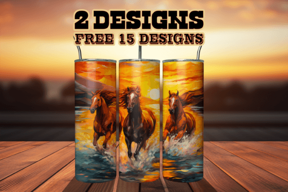Alcohol Ink Horses Tumbler Western Wrap Graphic Crafts By TityDesign