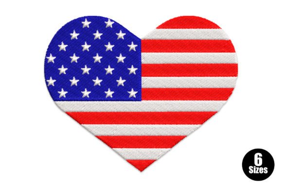 American Flag Heart Giorno dell’Indipendenza Ricami Di Embiart