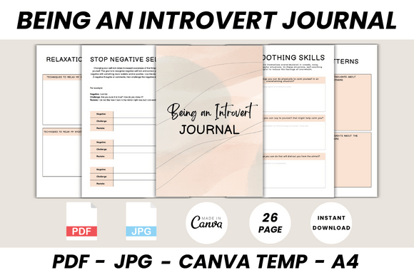 Being an Introvert Journal Canva Temp Graphic Print Templates By DIGITAL PRINT BOX
