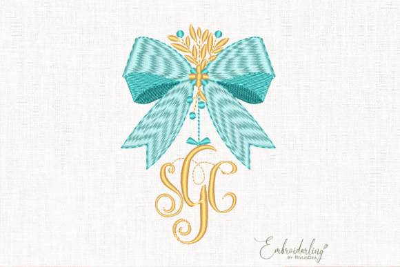 Bow Monogram Frame Embroidery Design Boys & Girls Embroidery Design By CosyArtStore by RivusDea