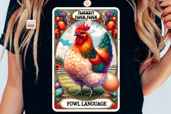 Chicken Tarot Card PNG Fowl Language Graphic Print Templates By oliviasparade