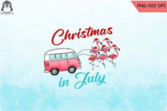 Christmas in July Flamingo Pink PNG Graphic Crafts By Penguprints