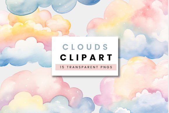 Clouds Watercolor PNG Clipart Graphic AI Illustrations By Clipcraft