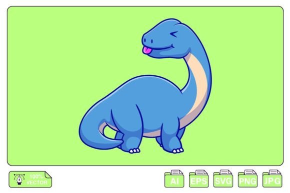 Cute Brontosaurus Cartoon Graphic Objects By mokshastuff