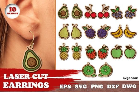 Fruit Earrings Bundle | Laser Cut Graphic Crafts By SvgOcean