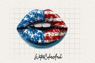 Lips Leopard American Flag Clipart Graphic AI Generated By WaterColorArch 6