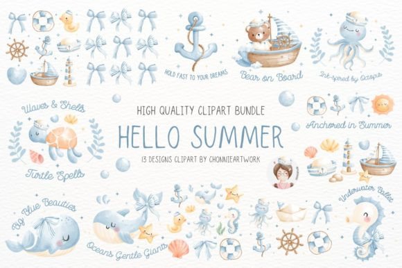 Nautical Clipart Bundle, Summer Bundle Graphic Crafts By Chonnieartwork