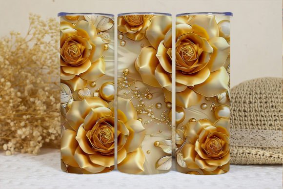 Pearl Gold Roses Flowers 20 Oz Tumbler Grafica Creazioni Di BonnyDesign