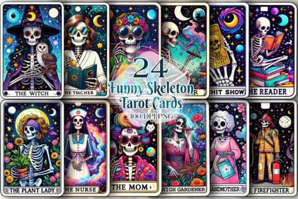 Sarcastic Skeleton Tarot Card Clipart Graphic Illustrations By Cat Lady