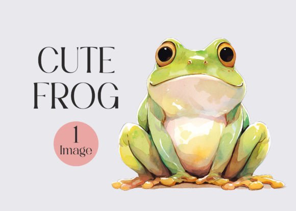 Watercolor Cute Frog Clipart Gráfico Ilustraciones Imprimibles Por primroseblume