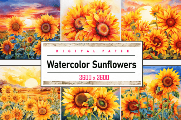 Watercolor Sunflowers Grafik Hintegründe Von Wow Art