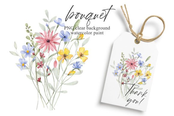 Watercolor Wild Flowers Clipart Bouquet. Graphic Illustrations By Larisa Maslova