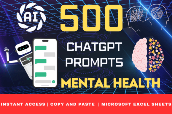 ChatGPT Prompts for Mental Health Graphic AI Graphics By Chromatic Charm