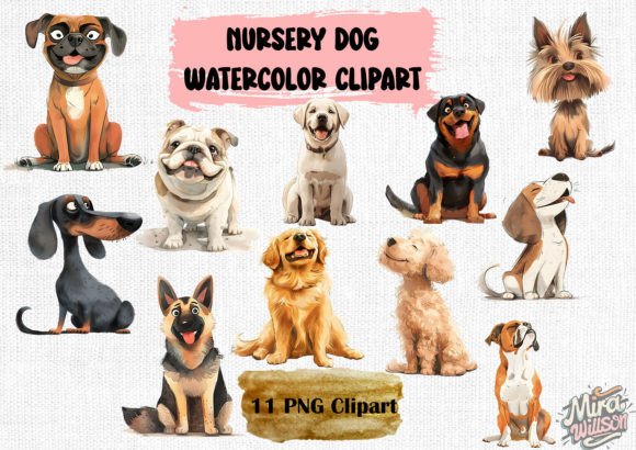 Cute Nursery Dog Bundle PNG Clipart Grafika Ilustracje do Druku Przez Mirawillson