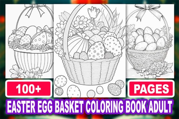 Easter Egg Basket Coloring Book Adult Graphic Coloring Pages & Books Adults By ekradesign