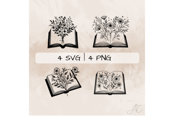 Floral Book SVG Bundle, Book and Flowers Graphic Crafts By ArtistiC ortex