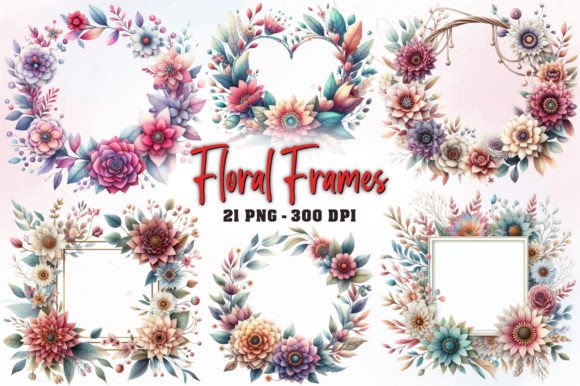 Floral Frames PNG Borders Flower Clipart Graphic Illustrations By RevolutionCraft