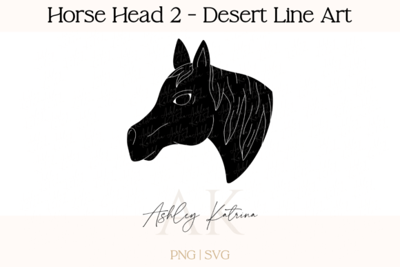 Horse Head 2 - Western Desert Line Art Graphic Illustrations By AshleyKatrina