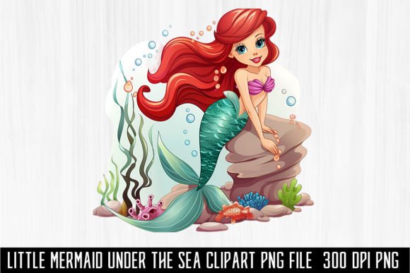 Little Mermaid Under the Sea Clipart Gráfico Ilustraciones Imprimibles Por MockupsHouse
