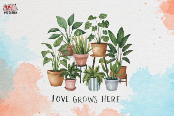 Love Grows Here Clipart PNG Graphics Graphic Crafts By PIG.design