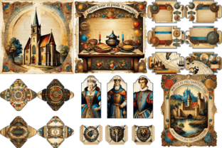 Medieval Royalty: Vintage Ephemera Set Illustration Illustrations Imprimables Par Biljana Đaković 4