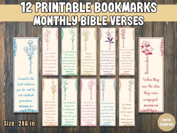 Monthly Bible Verse Bookmarks Graphic Crafts By Sunshines and Rainbows