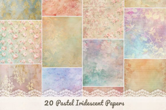 Pastel Vintage Papers, Scrapbook Page Graphic Patterns By Paper Art Garden