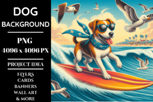 Retro Surfing Dog: 1950s Beach Bliss Gráfico Fondos Por Endrawsart