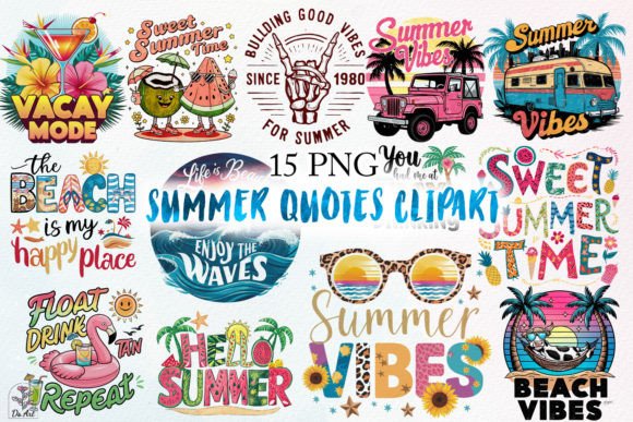Summer Quotes Sublimation Clipart Gráfico Ilustraciones Imprimibles Por DS.Art