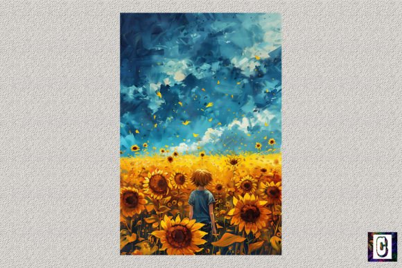 Sunflower Field Wall Art 1 Graphic Print Templates By Canabiart