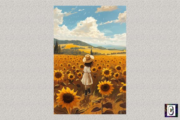 Sunflower Field Wall Art 11 Graphic Print Templates By Canabiart