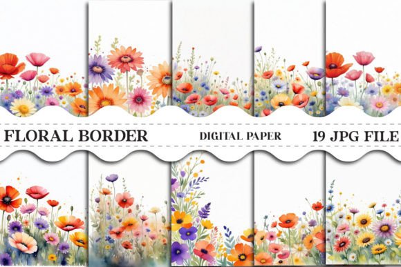 Watercolor Floral Border Backgrounds Graphic Backgrounds By Ak Artwork