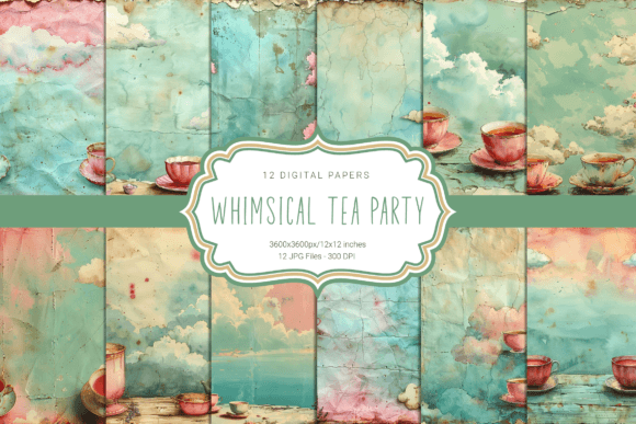 Whimsical Tea Party Graphic Backgrounds By curvedesign