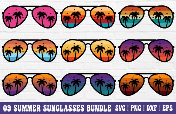 Beach Sunglasses Sublimation Bundle Gráfico Artesanato Por GraphicsTreasures